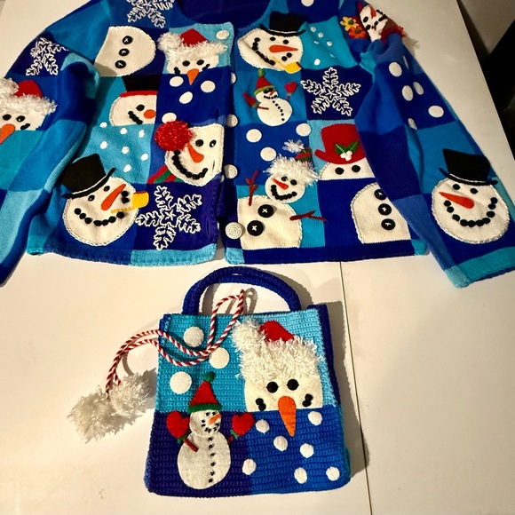 THE Michael Simon Vintage Snowman Cardi! - Picture 5 of 6